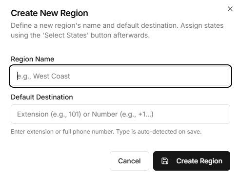 Configure region